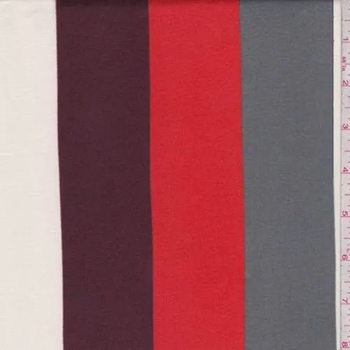Burgundy/Red/Slate Stripe Double Brushed Jersey Knit Fabric