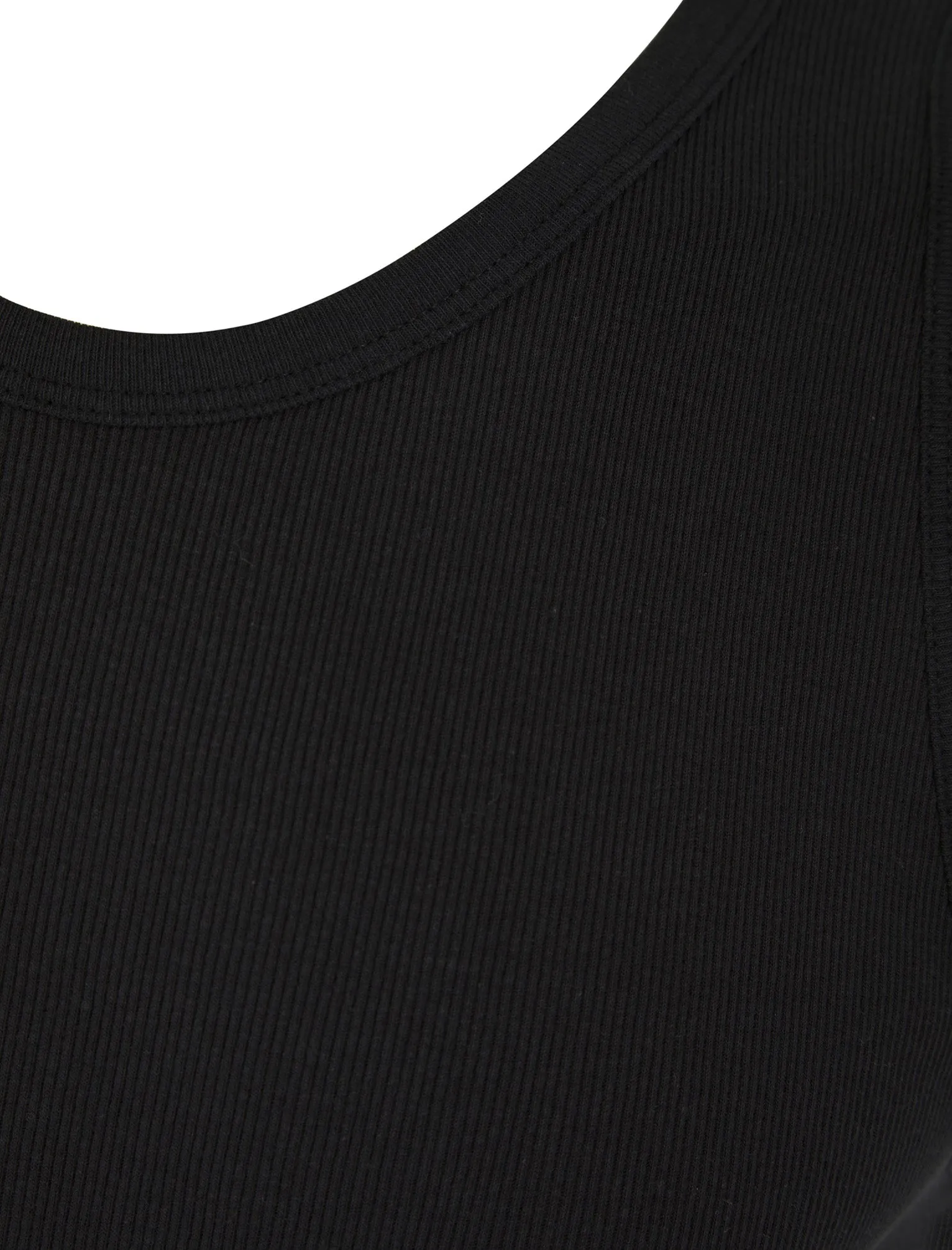 Calvin Cotton Ribbed Plain Vest Top in Jet Black - South Shore