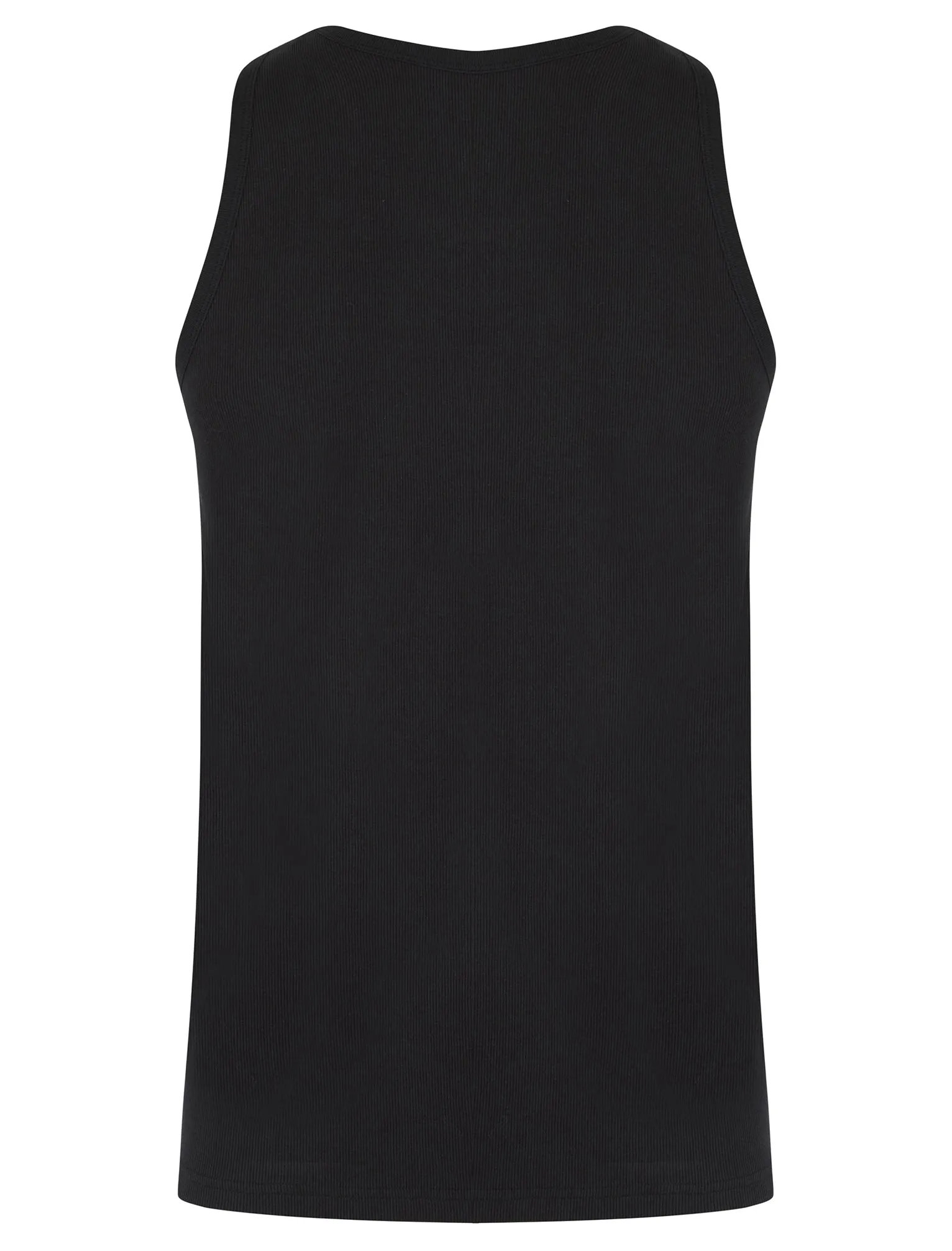 Calvin Cotton Ribbed Plain Vest Top in Jet Black - South Shore