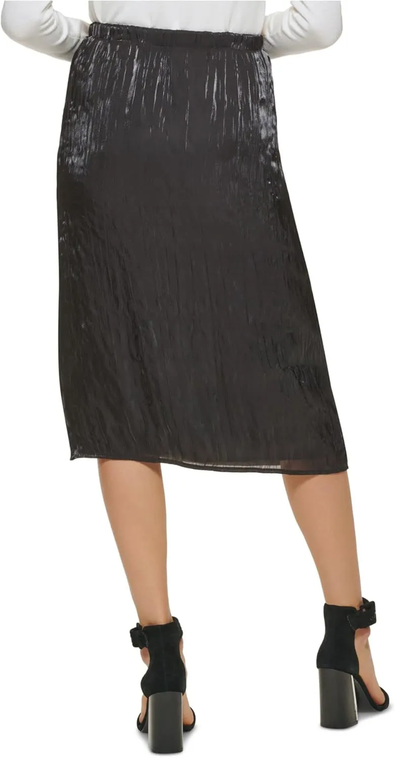 Calvin Klein Womens Crinkle Midi Pleated Skirt