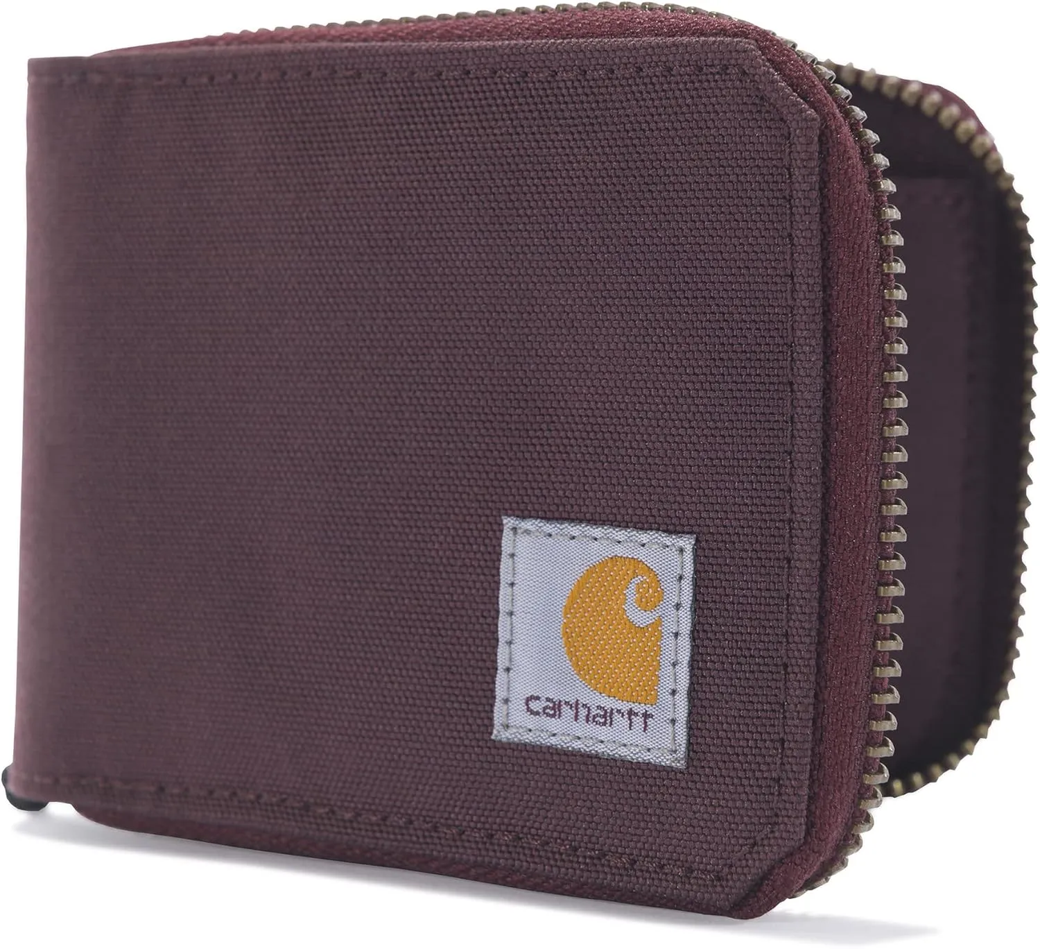 Carhartt Canvas Zip, Durable Zippered Wallets for Men, Nylon Duck (Deep Wine), One Size