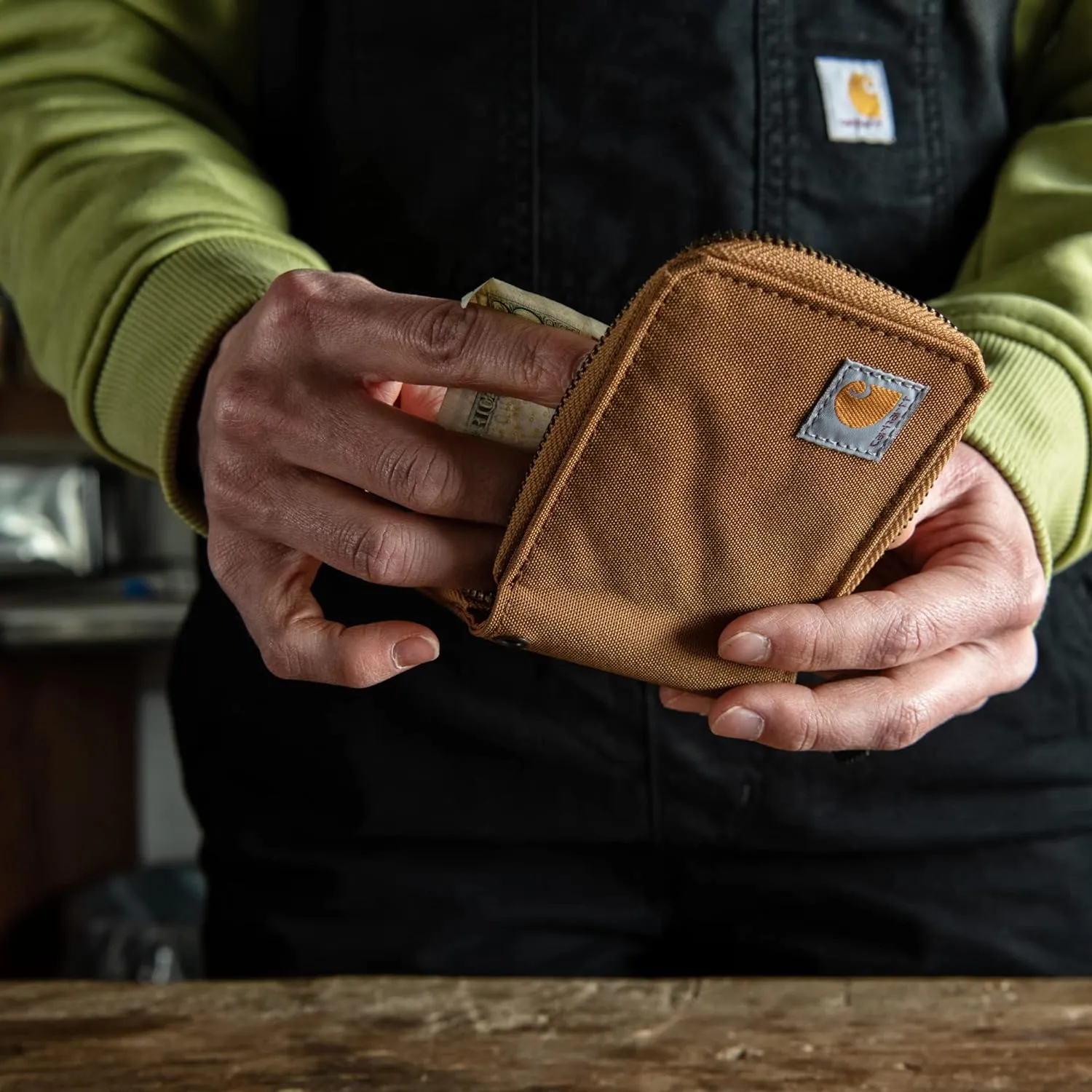 Carhartt Canvas Zip, Durable Zippered Wallets for Men, Nylon Duck (Deep Wine), One Size