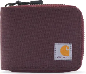 Carhartt Canvas Zip, Durable Zippered Wallets for Men, Nylon Duck (Deep Wine), One Size