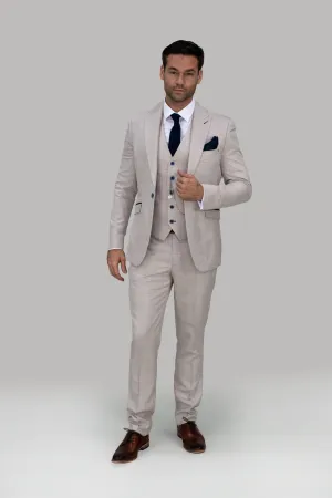 Caridi Slim Fit Beige Check Suit