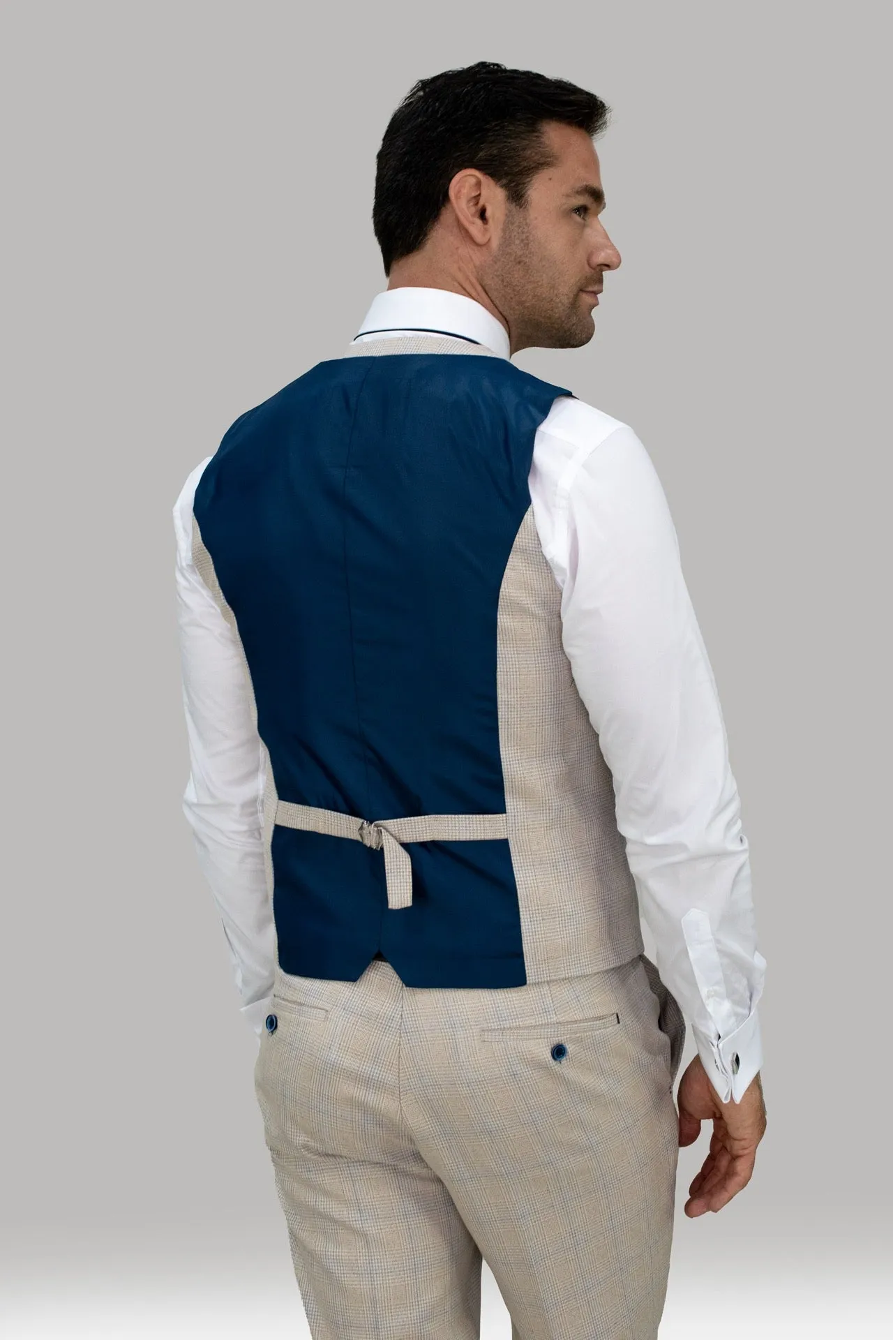 Caridi Slim Fit Beige Check Suit