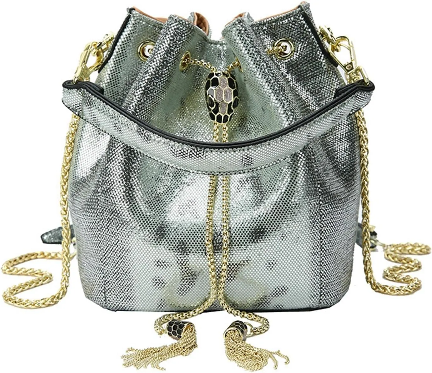 Chain shoulder handbag, light luxury fashion bucket bag, shoulder bag (Green)