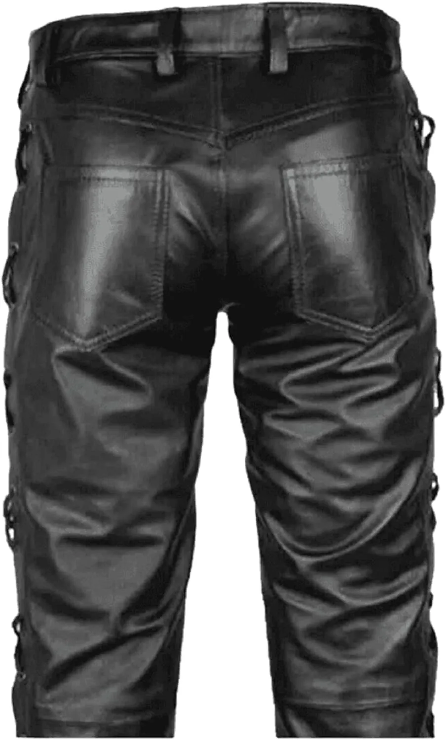Classic Fit 5 Pockets Leather Pants for Men - Premium Biker Fashion Traditional Cowboy Western Pants