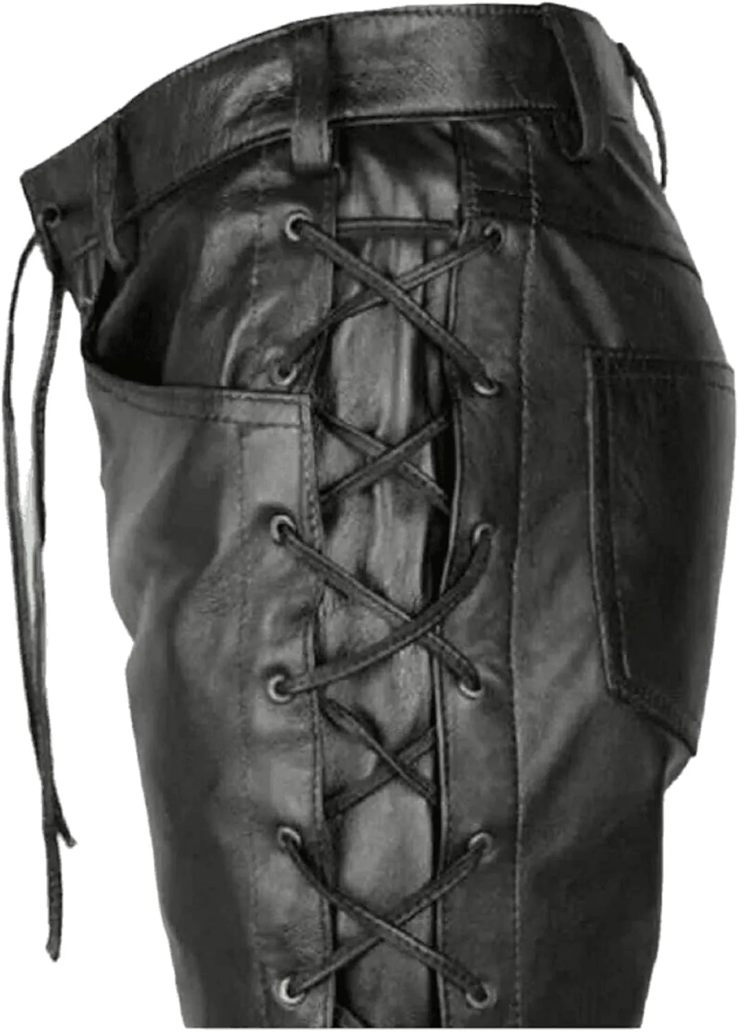 Classic Fit 5 Pockets Leather Pants for Men - Premium Biker Fashion Traditional Cowboy Western Pants