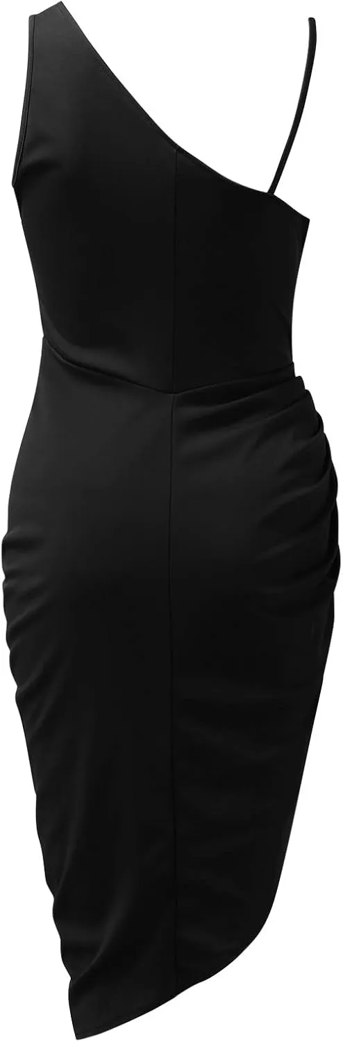 Cocktail Dresses for Women Sequin Bodycon Sexy One Shoulder Slit Midi Dress Summer Formal Elegant Plus Size Dress