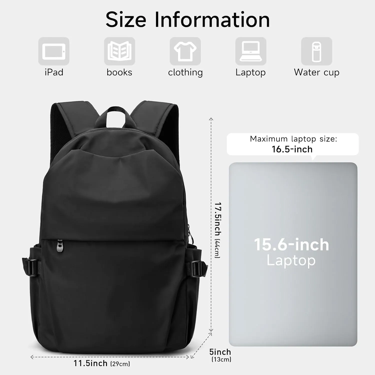 Commute Backpack Fits 15.6 Inch Laptop, Casual Backpackfor Men Waterproof Flight Approved Daypack Lightweight for College Work Travel (SmallBlack)