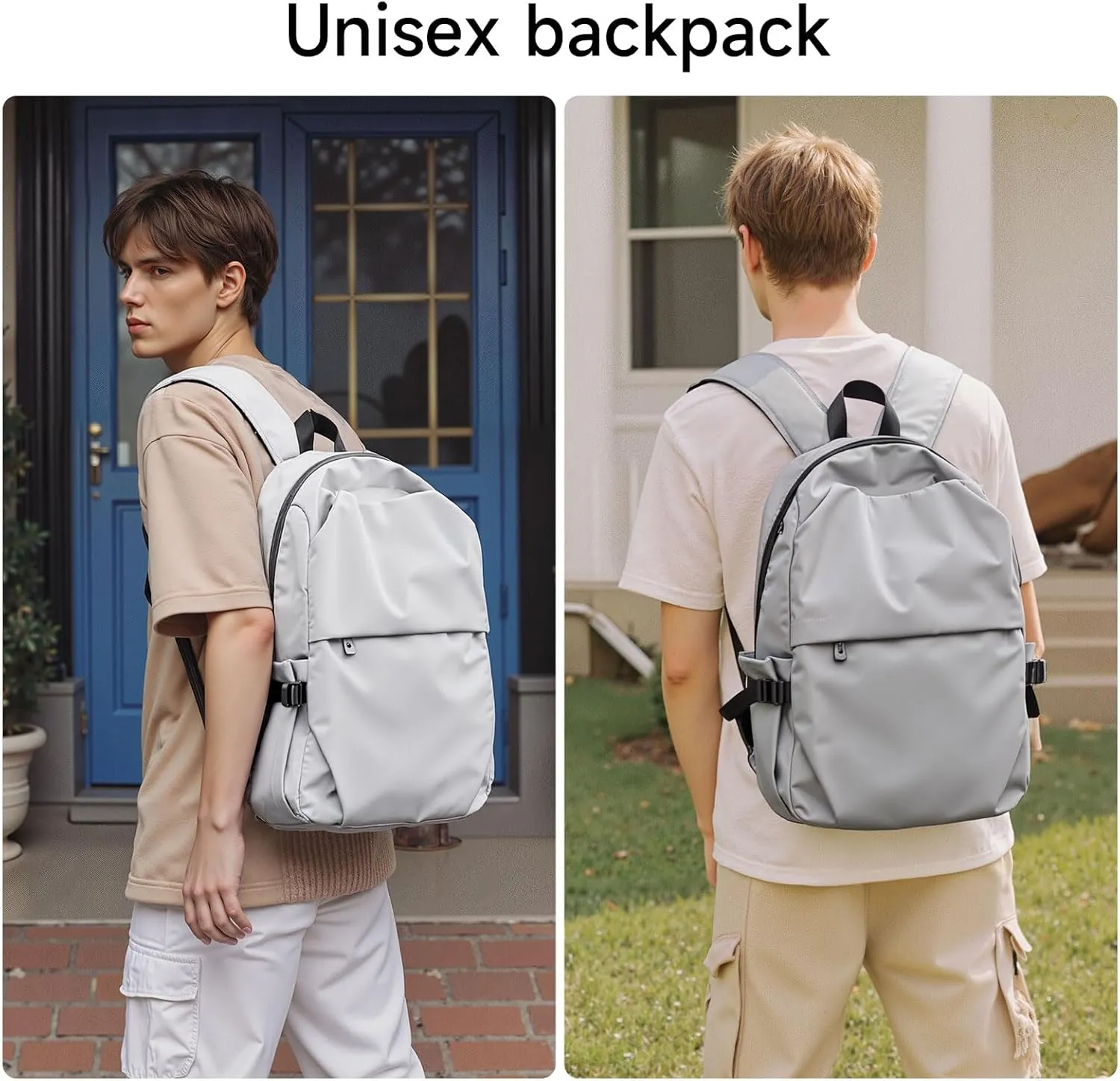 Commute Backpack for Men with 16 Inch Laptop Compartment, Flight Approved Backpack Waterproof Lightweight Daypack for College Work Travel (Medium, Gray)