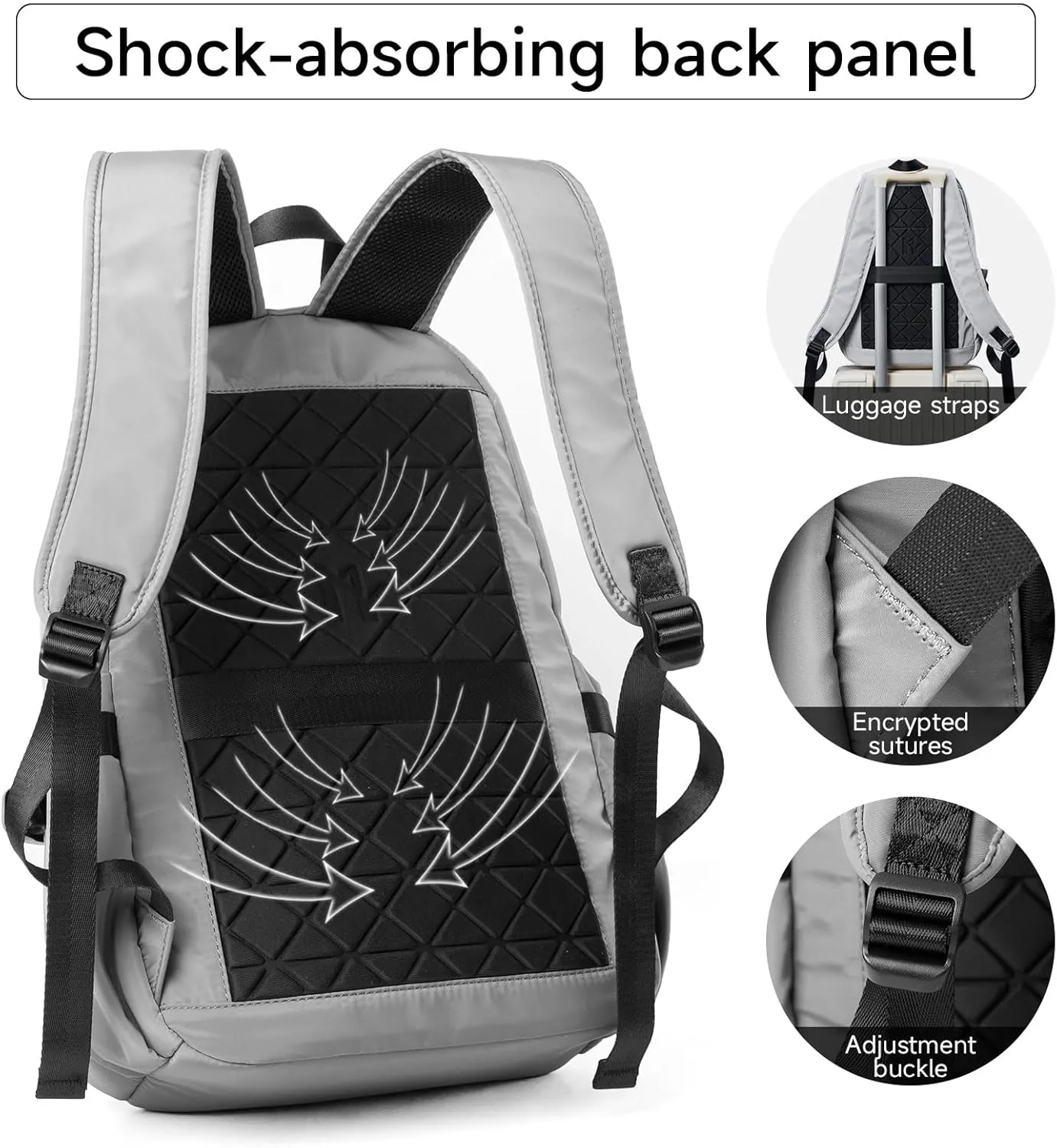 Commute Backpack for Men with 16 Inch Laptop Compartment, Flight Approved Backpack Waterproof Lightweight Daypack for College Work Travel (Medium, Gray)
