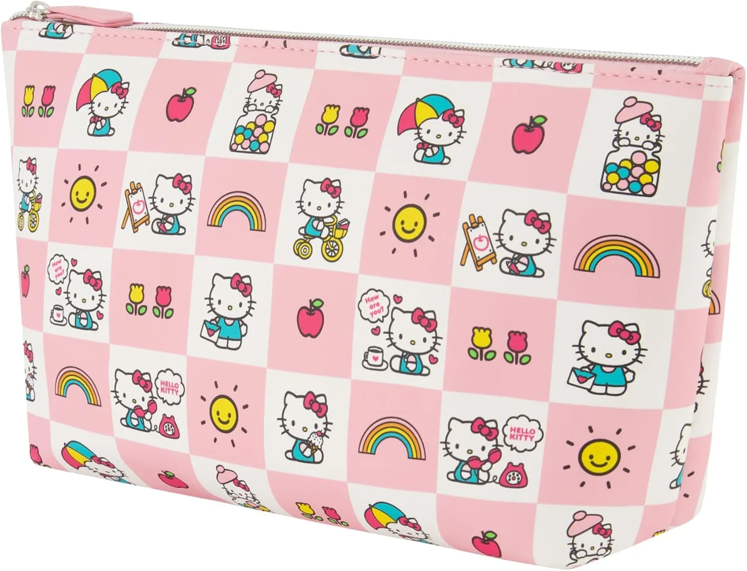 Concept One Hello Kitty Travel Makeup Bag, Trapezoid Cosmetic Organizer Pouch for Women
