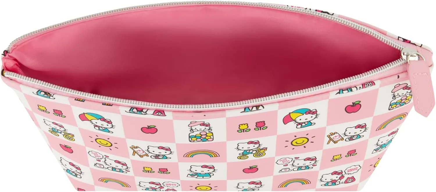 Concept One Hello Kitty Travel Makeup Bag, Trapezoid Cosmetic Organizer Pouch for Women