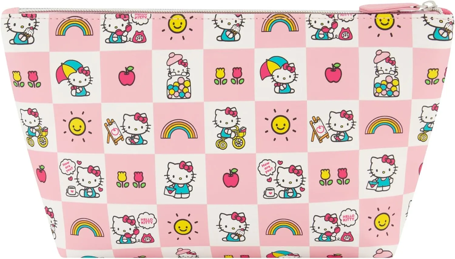 Concept One Hello Kitty Travel Makeup Bag, Trapezoid Cosmetic Organizer Pouch for Women