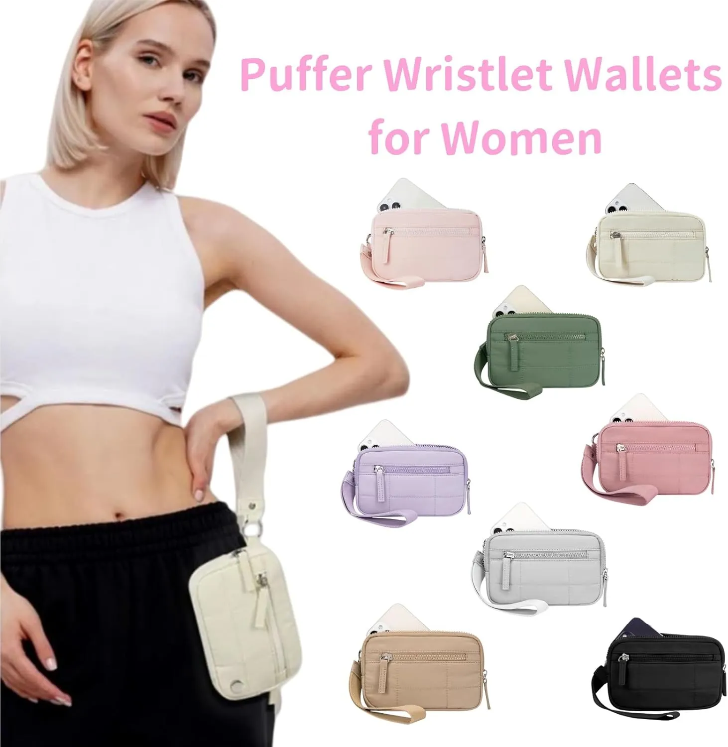 Convely Wristlet Wallet, Convely Essential Wristlet, Puffer Wristlet Wallets for Women, Waterproof, Hands-Free