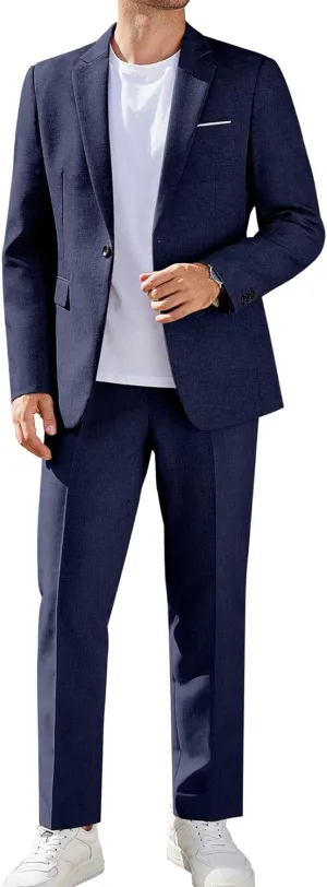 COOFANDY Men Suits Classic Fit 2 Piece Suit Set One Button Casual Blazer Wedding Bussiness Suit Separates