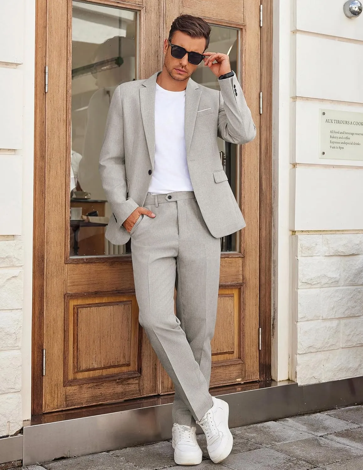 COOFANDY Men Suits Classic Fit 2 Piece Suit Set One Button Casual Blazer Wedding Bussiness Suit Separates