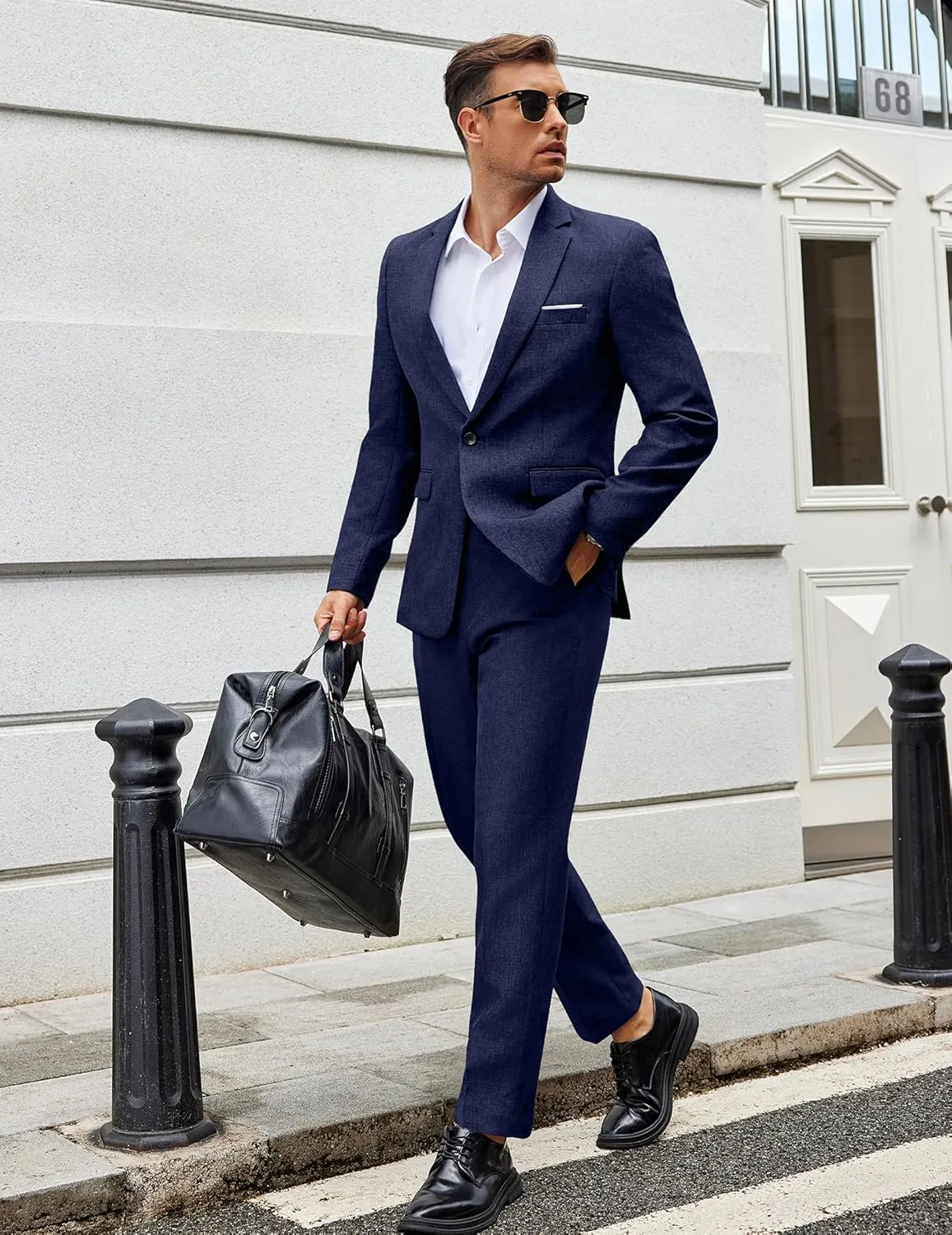COOFANDY Men Suits Classic Fit 2 Piece Suit Set One Button Casual Blazer Wedding Bussiness Suit Separates
