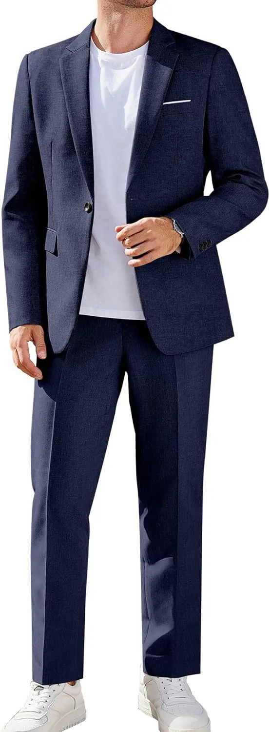 COOFANDY Men Suits Classic Fit 2 Piece Suit Set One Button Casual Blazer Wedding Bussiness Suit Separates