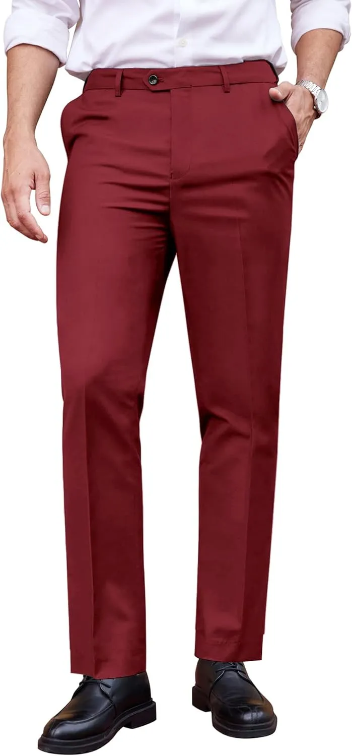 COOFANDY Men's Classic Fit Dress Pants Flat Front Straight Formal Pants Wrinkle Free Expandable Waist Suit Pants