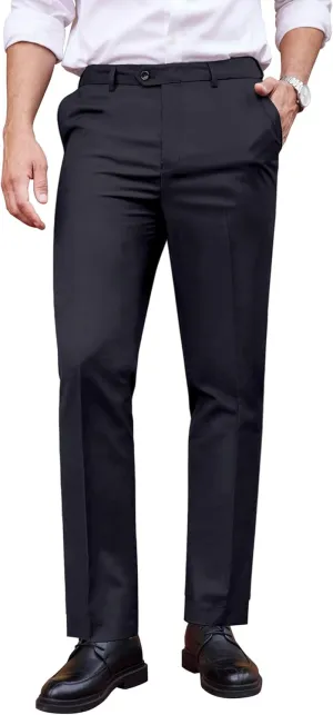 COOFANDY Men's Classic Fit Dress Pants Flat Front Straight Formal Pants Wrinkle Free Expandable Waist Suit Pants