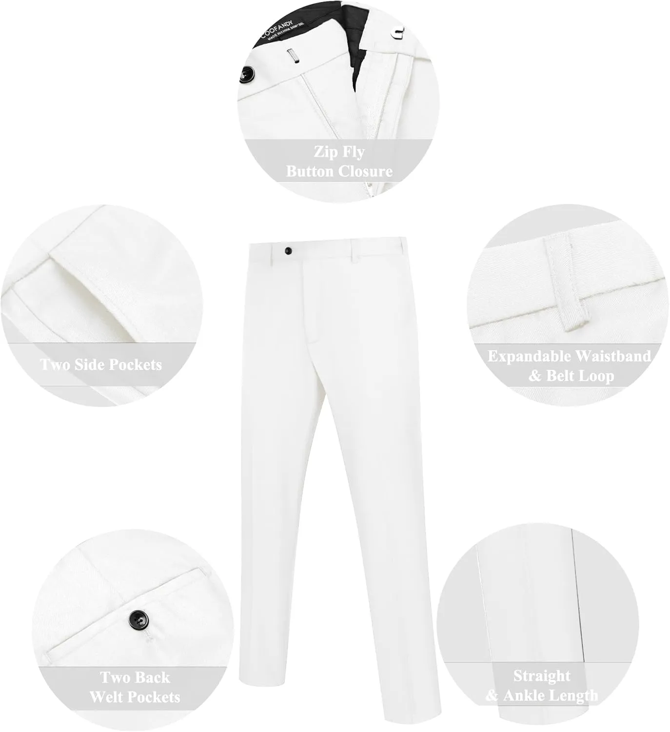 COOFANDY Men's Classic Fit Dress Pants Flat Front Straight Formal Pants Wrinkle Free Expandable Waist Suit Pants