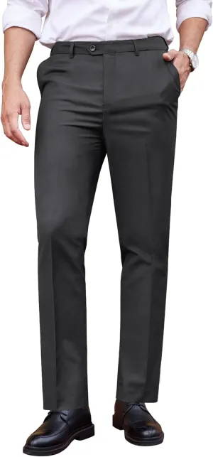 COOFANDY Men's Classic Fit Dress Pants Flat Front Straight Formal Pants Wrinkle Free Expandable Waist Suit Pants