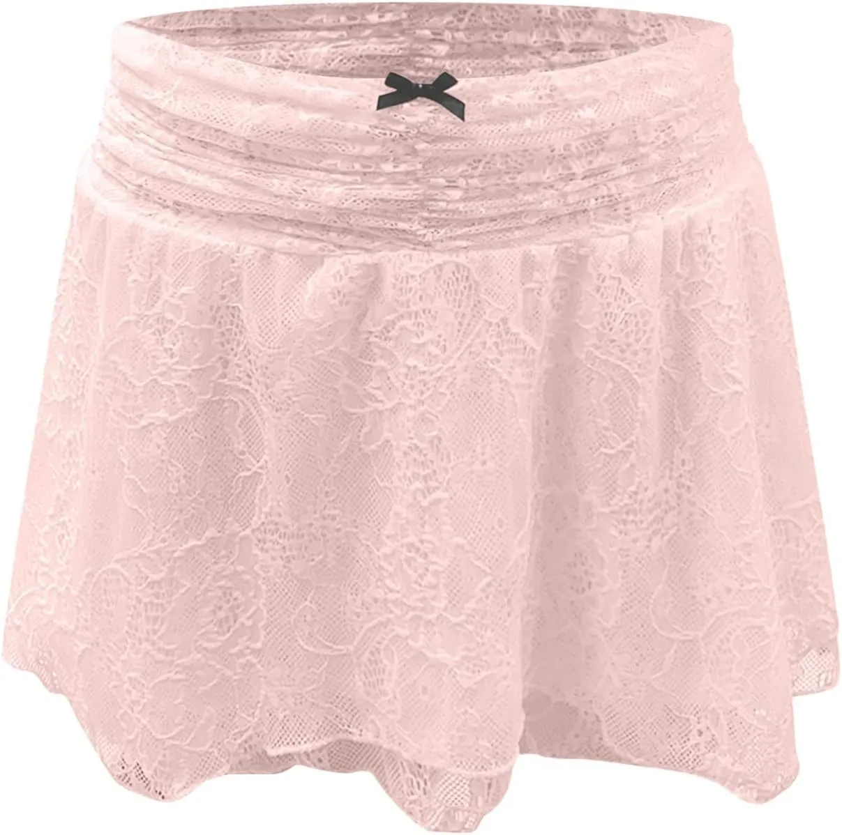 cooki Lace Mini Skirt for Women Y2k, Women's Cute Flowy Pleated Mini Skirt Sexy Lace High Waisted Ruffle Short Skirts