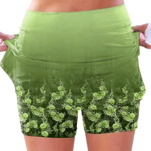 cooki Women's Tennis Skirts with Pockets Shorts High Waisted Floral Print Workout Golf Skorts Summer Casual Yoga Mini Skirt
