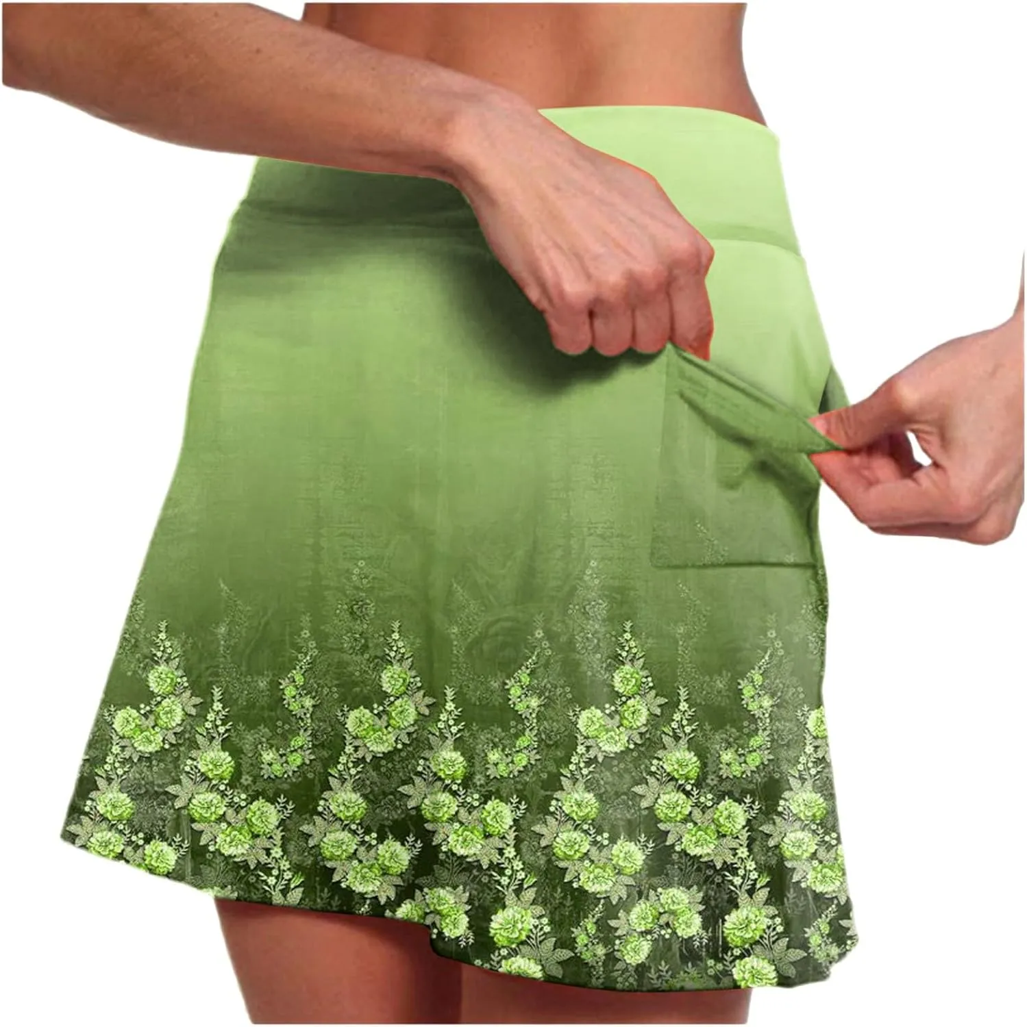 cooki Women's Tennis Skirts with Pockets Shorts High Waisted Floral Print Workout Golf Skorts Summer Casual Yoga Mini Skirt