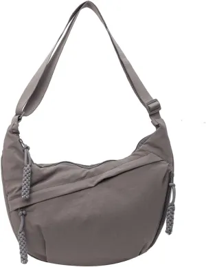 Crescent Crossbody Bags for Women Hobo Bag Luna Bag Dumpling Bag Nylon Multi-Pocket Sling Bag Moon Shoulder Bag (Grey)