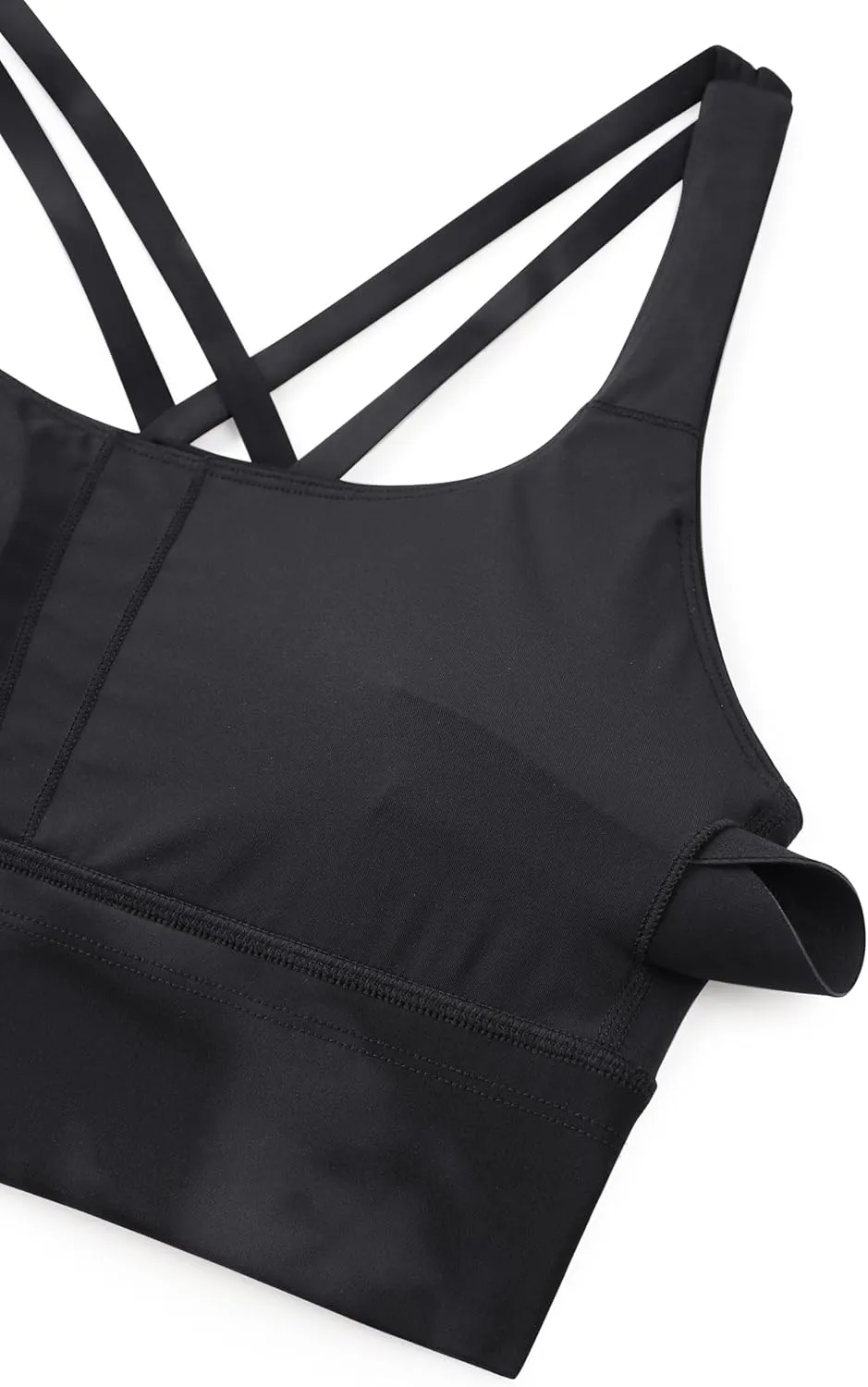 CRZ YOGA Womens Strappy Longline Sports Bra - Medium Impact Criss Cross Yoga Padded Workout Crop Top