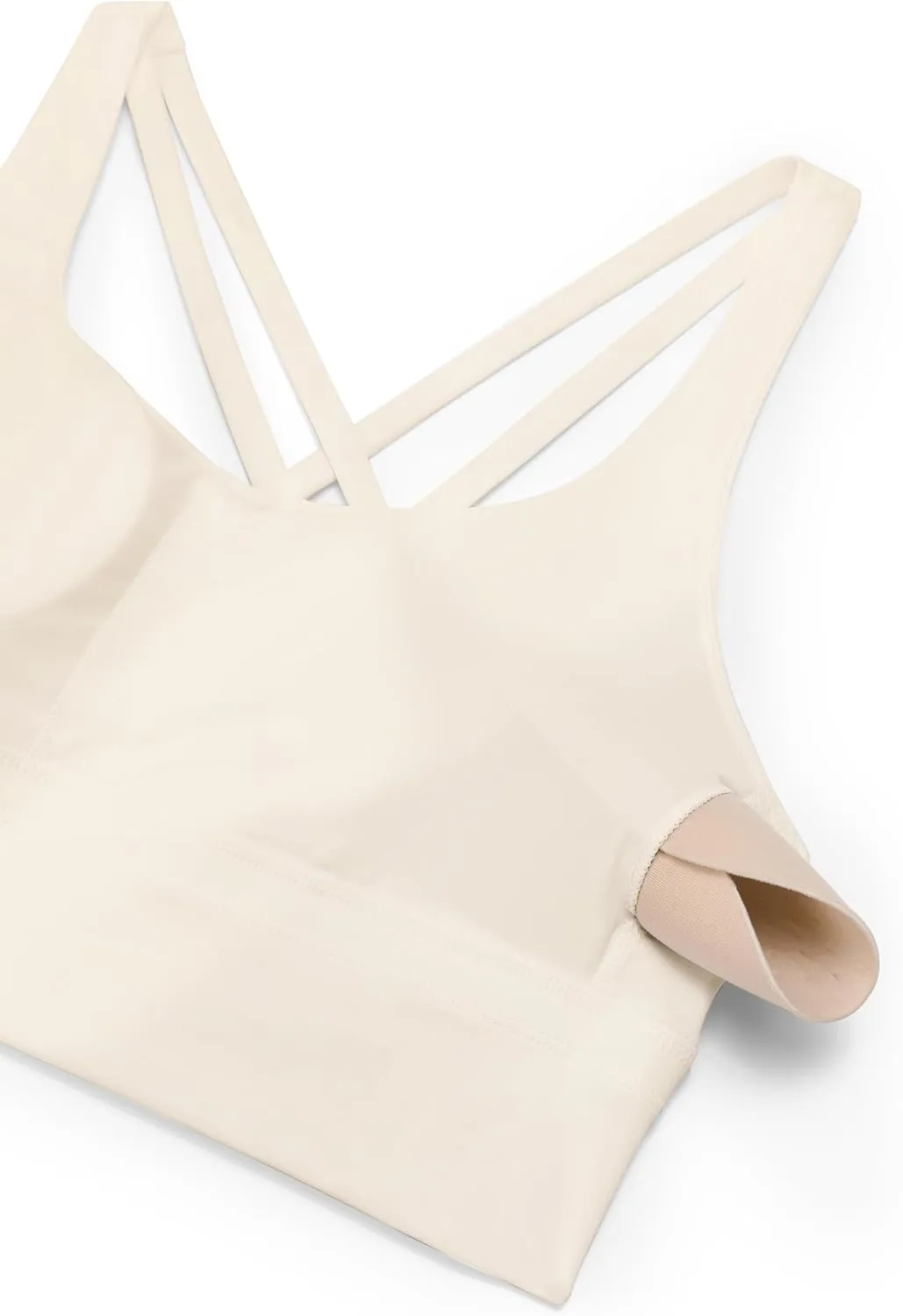 CRZ YOGA Womens Strappy Longline Sports Bra - Medium Impact Criss Cross Yoga Padded Workout Crop Top