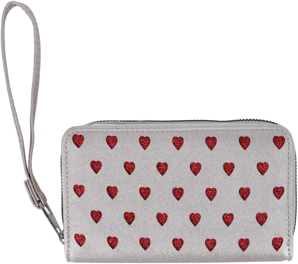 CTM Women's Vegan Leather Heart Bi-Fold Wristlet Wallet, Light Gold