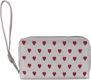 CTM Women's Vegan Leather Heart Bi-Fold Wristlet Wallet, Light Gold