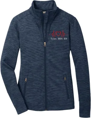 Custom Embroidered Women's Digi Stripe Fleece Full Zip Jacket for Nurses, Medical Workers