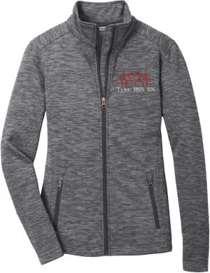 Custom Embroidered Women's Digi Stripe Fleece Full Zip Jacket for Nurses, Medical Workers