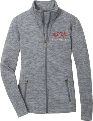 Custom Embroidered Women's Digi Stripe Fleece Full Zip Jacket for Nurses, Medical Workers