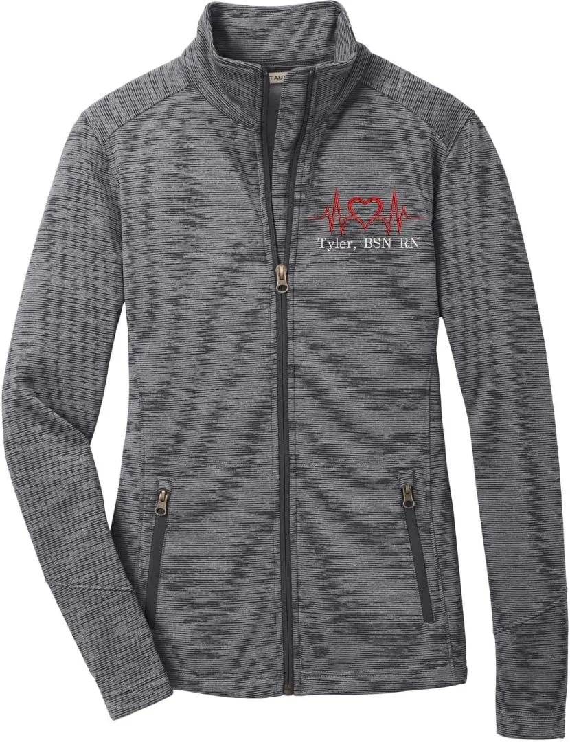 Custom Embroidered Women's Digi Stripe Fleece Full Zip Jacket for Nurses, Medical Workers