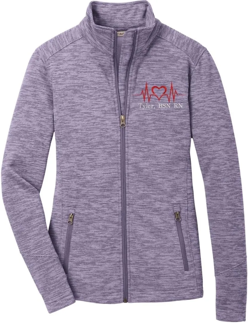 Custom Embroidered Women's Digi Stripe Fleece Full Zip Jacket for Nurses, Medical Workers