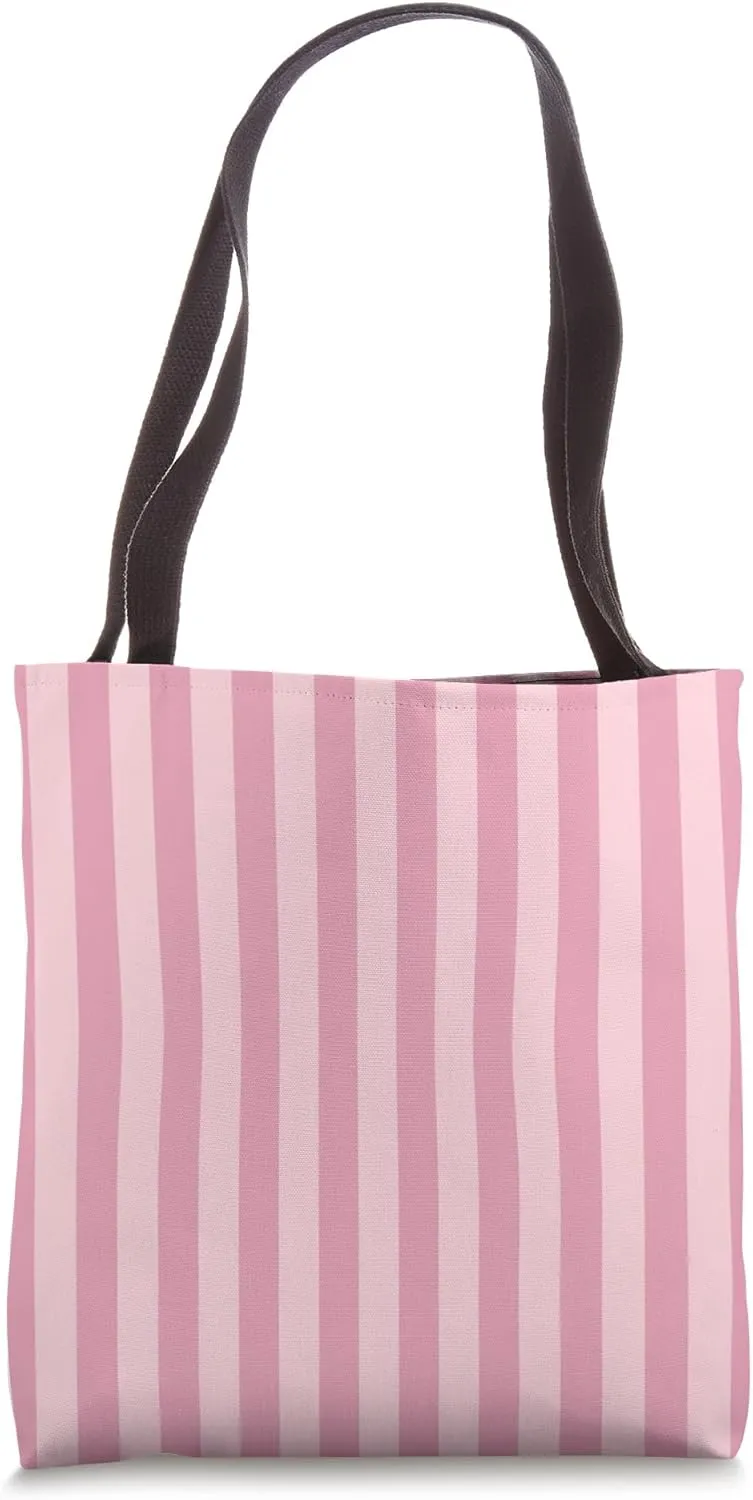 Cute Light Pink Striped Aesthetic Vertical Lines Tote Bag