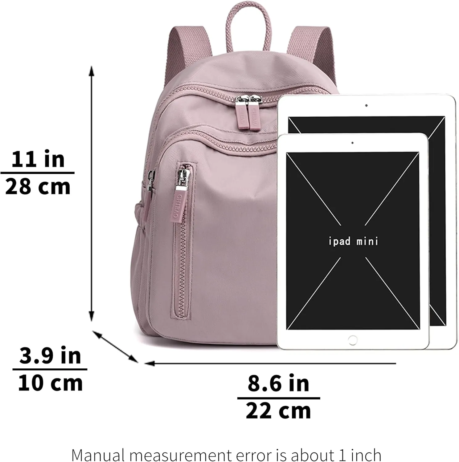 Cute Mini Backpack for Women - Nylon Small Travel Bag (Light Pink)