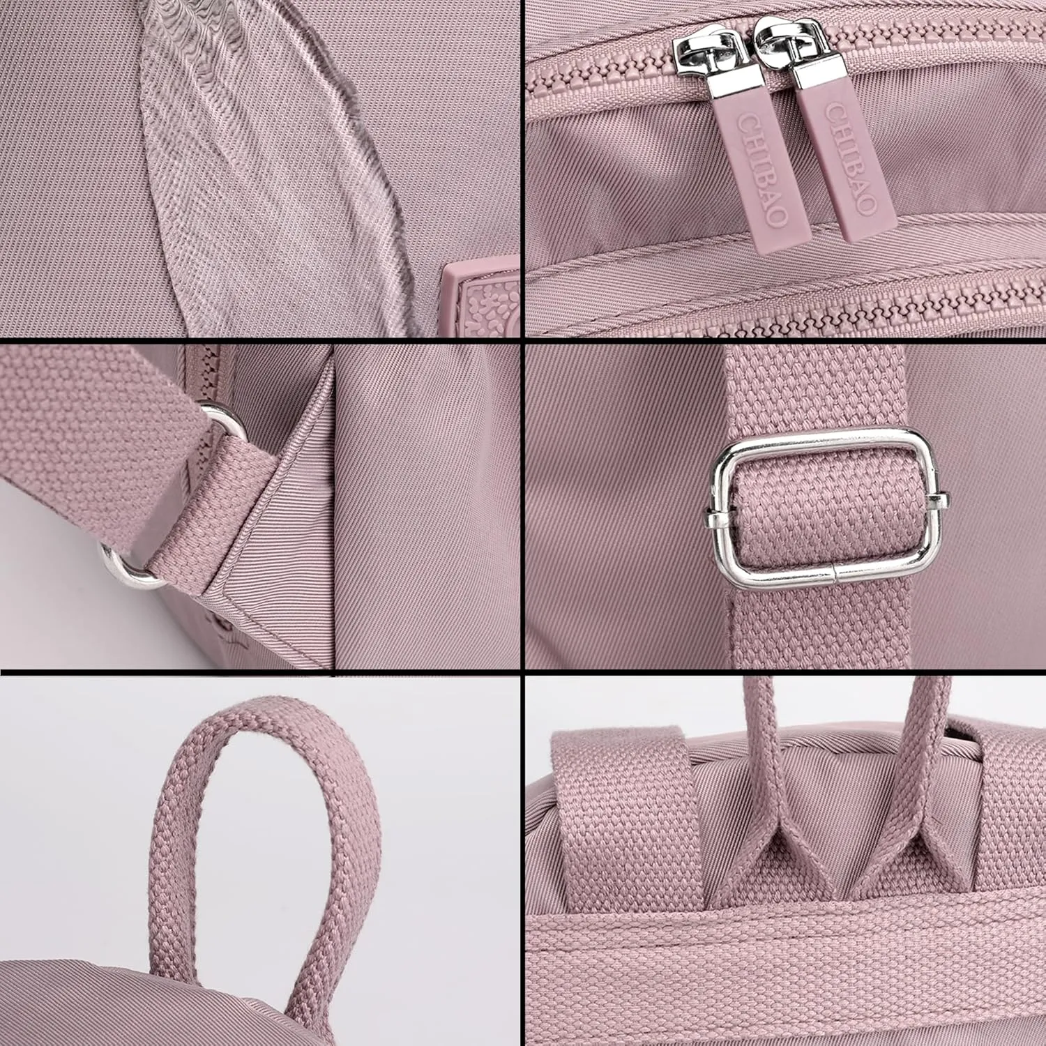 Cute Mini Backpack for Women - Nylon Small Travel Bag (Light Pink)