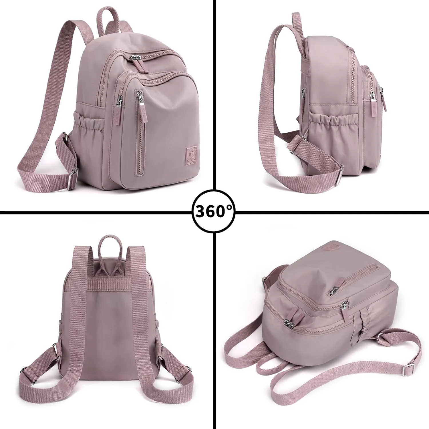 Cute Mini Backpack for Women - Nylon Small Travel Bag (Light Pink)