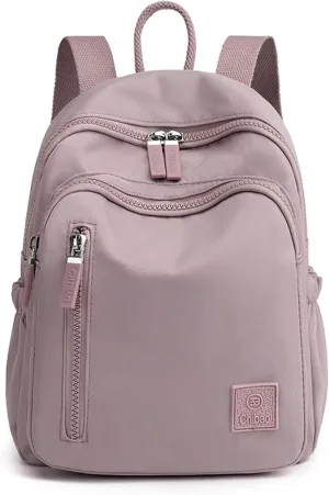 Cute Mini Backpack for Women - Nylon Small Travel Bag (Light Purple)