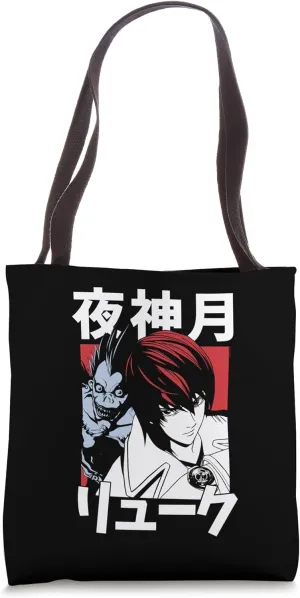 Death Note Light and Ryuk Block with Kanji Anime Tote Bag