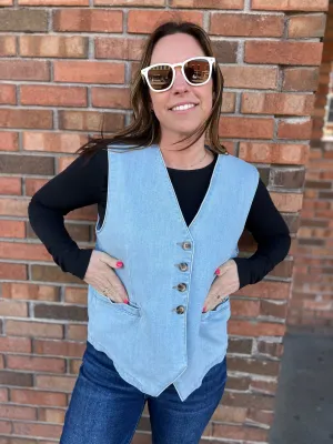 Denim Button Down Vest