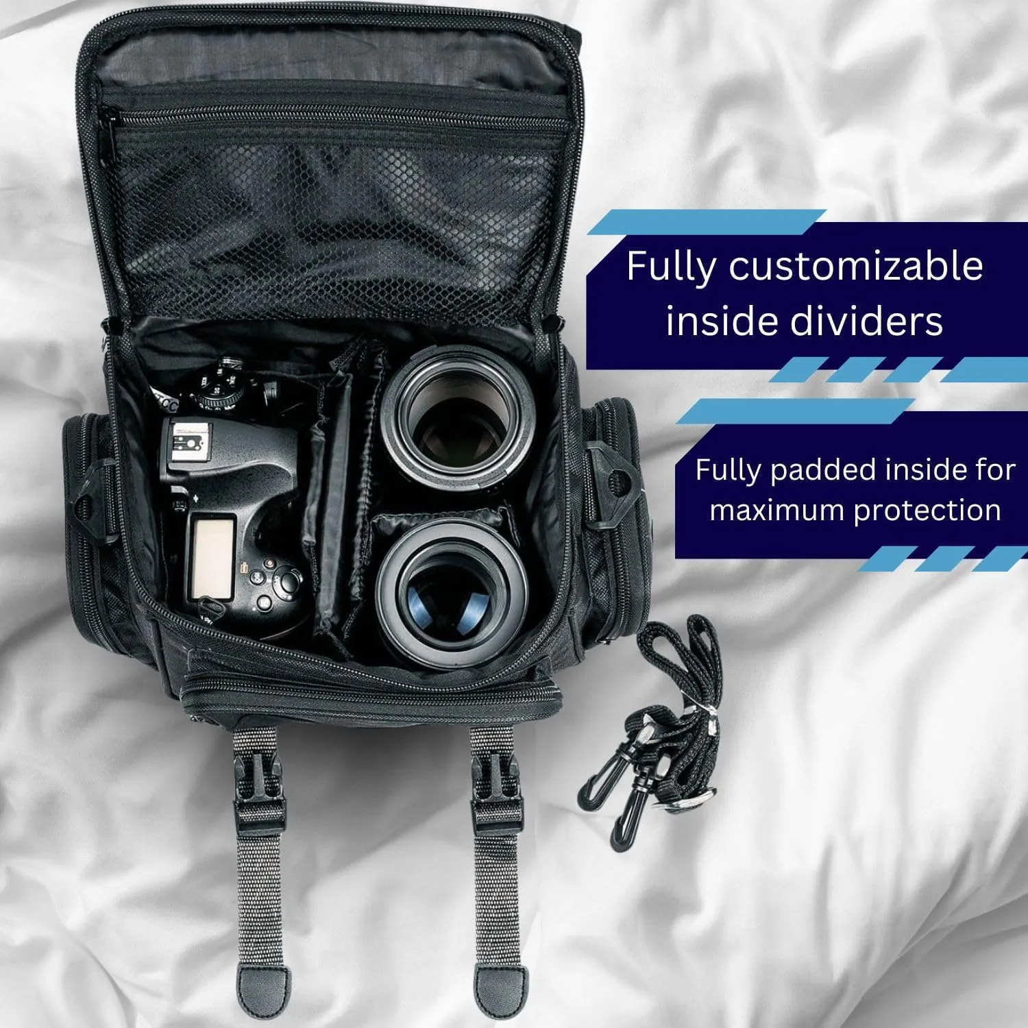Digital Camera/Video Padded Carrying Bag/Case for Nikon, Sony, Pentax, Olympus Panasonic, Samsung, and Canon DSLR Camera (E) X-Large