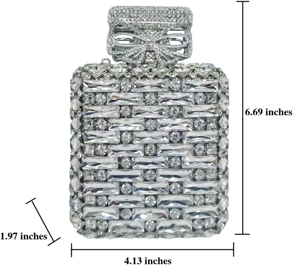 DJBM Women Elegant Perfume Bottle Clutch Bag Twinkling Rhinestone Evening Handbag for Wedding Banquet